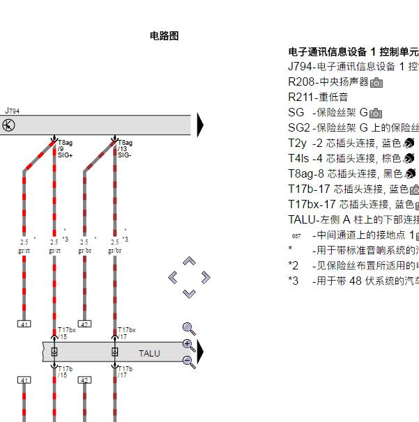 2020年奥迪A6L音响保险电路图
