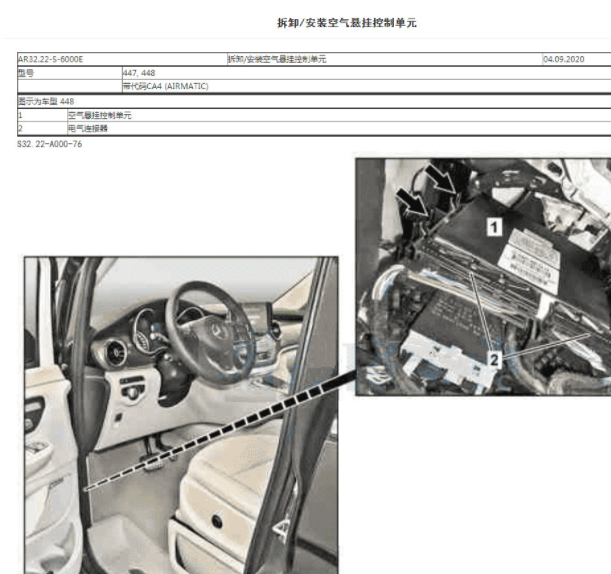 2020年奔驰V260L悬架控制模块位置