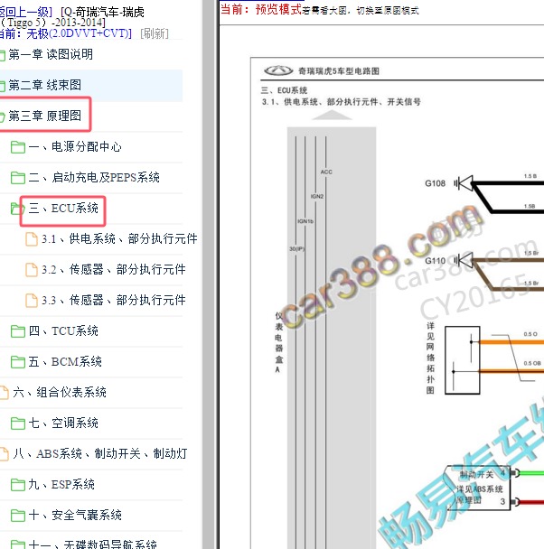 2013-2014年奇瑞瑞虎5发动机电路图