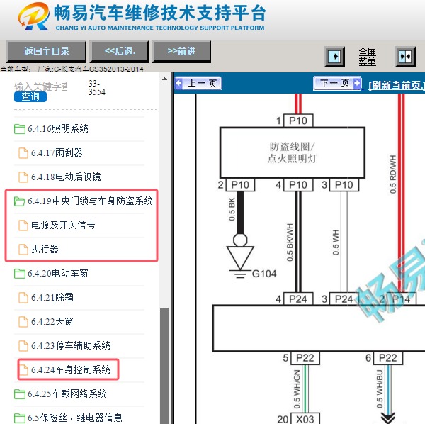 2014年长安汽车CS35 车身中控防盗电路图