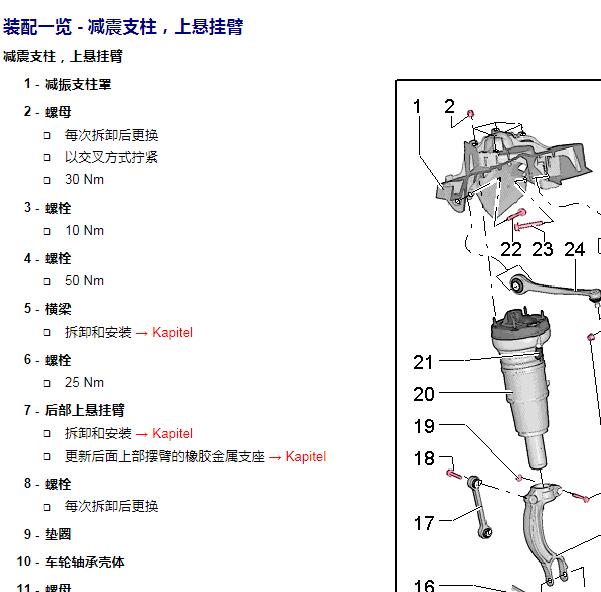 2014年奥迪A8空气减震扭矩