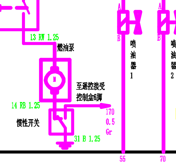 2008年重庆力帆320惯性开关电路图