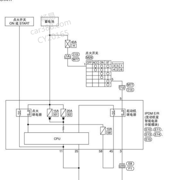 2006年日产骏逸点火开关电路图