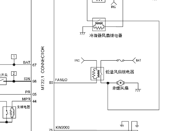东风小康DK15发动机冷却风扇电路图