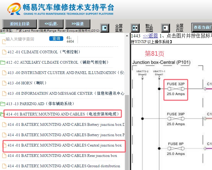 2012-2013年路虎揽胜极光中央保险盒F32号保险丝电路图