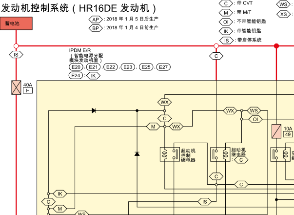 2021年日产轩逸发动机电路图资料
