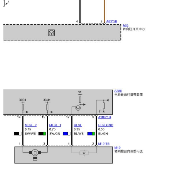2020年宝马530Le转向柱电路图