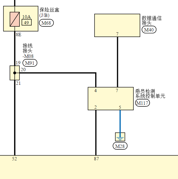 2018年英菲尼迪QX50乘员检测单元电路图