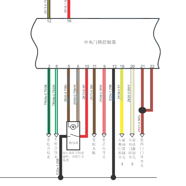 骐铃T5中控锁电路图