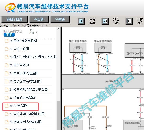 2014年广汽传祺GS5变速箱电路图资料