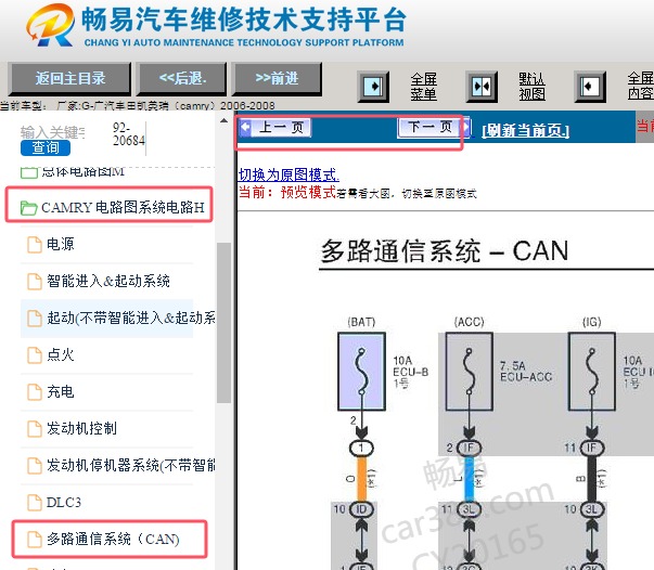 2006-2008年丰田凯美瑞网络通讯电路图
