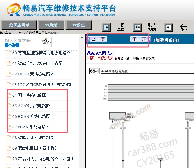 2021年广汽传祺M8 CAN线路图资料
