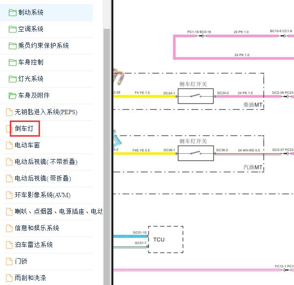 2017年江铃域虎倒车灯电路图