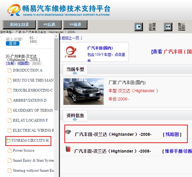 2008年丰田汉兰达电路图