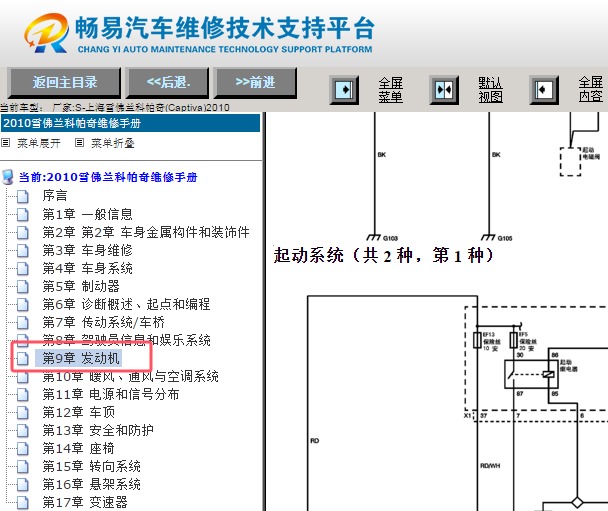 2010年雪佛兰科帕奇起动机电路图资料