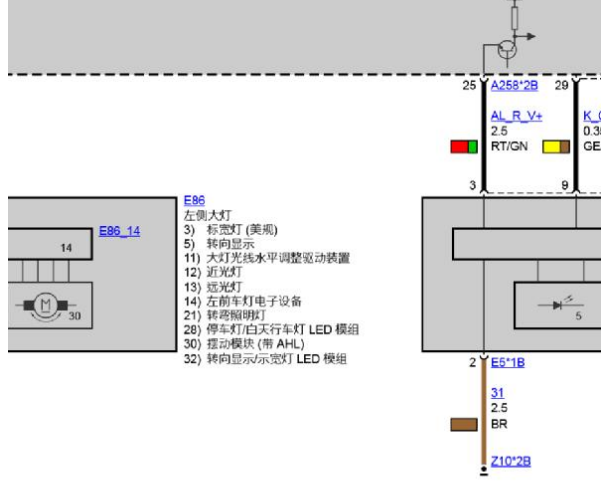 2020年宝马IX3 大灯EPS前部雷达和通讯电路图