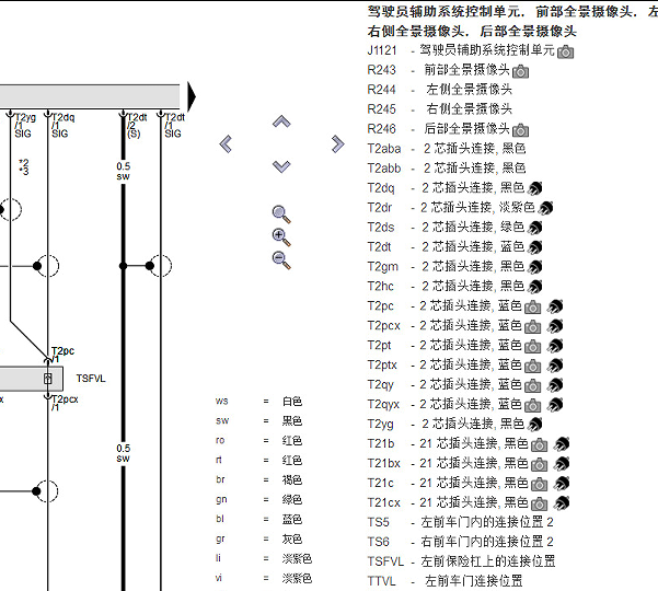 2022年奥迪A6L前摄像头电路图