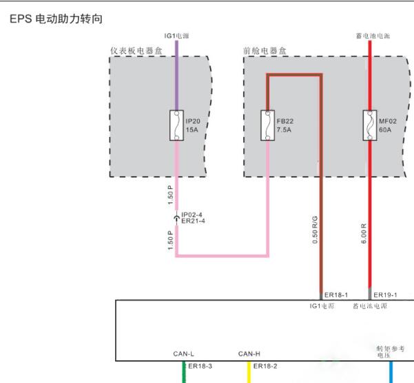 2017年众泰T700转向系统电路图