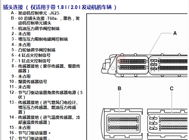 2011年大众帕萨特发动机电脑针脚资料