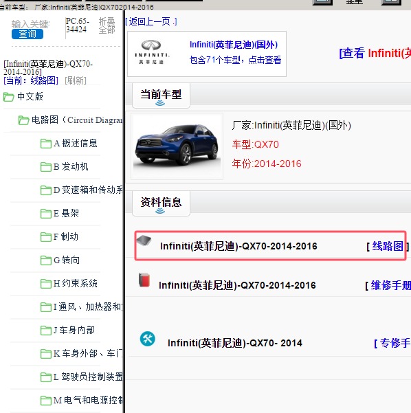 2014-2016年Infiniti(英菲尼迪)-QX70 全车电路图