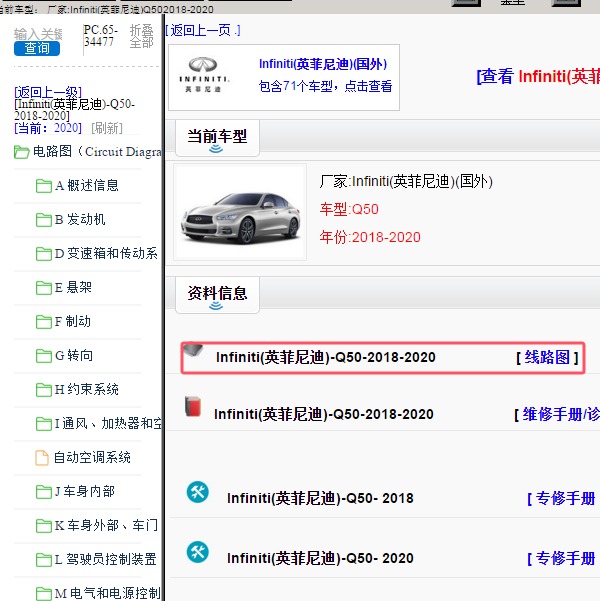 2018-2020年Infiniti(英菲尼迪)-Q50 电路图