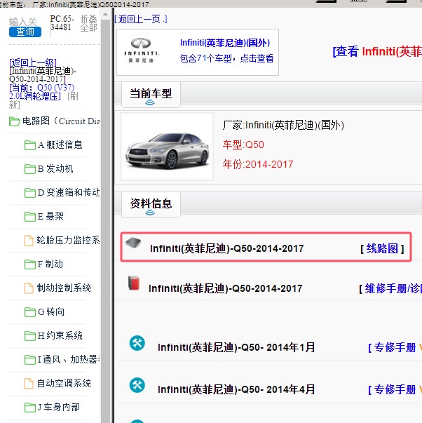 2014-2017年Infiniti(英菲尼迪)-Q50 电路图