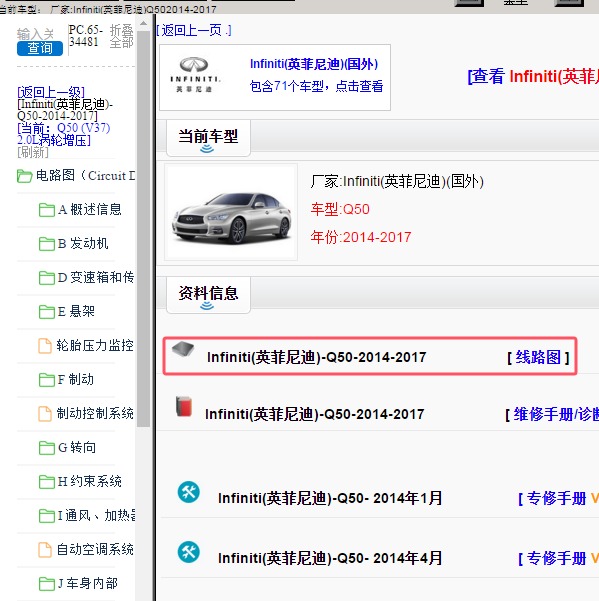 2014-2017年Infiniti(英菲尼迪)-Q50 全车电路图