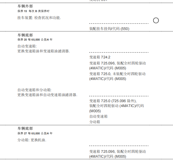 2017年奔驰GLC260变速油和刹车油保养资料