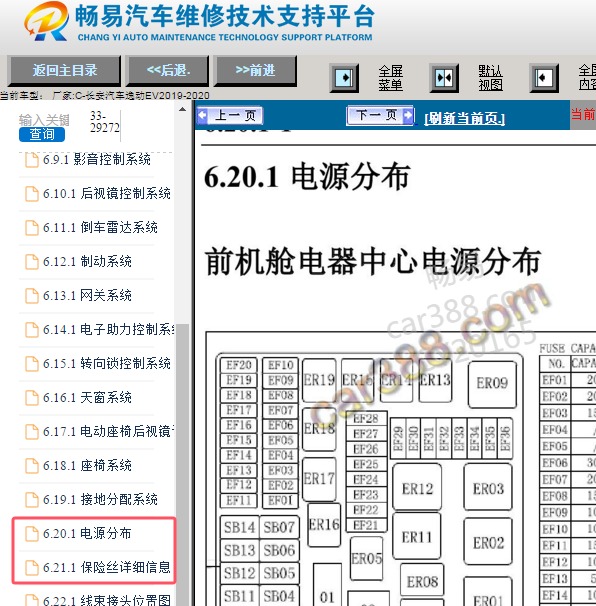 2020年长安汽车逸动EV保险丝盒说明资料