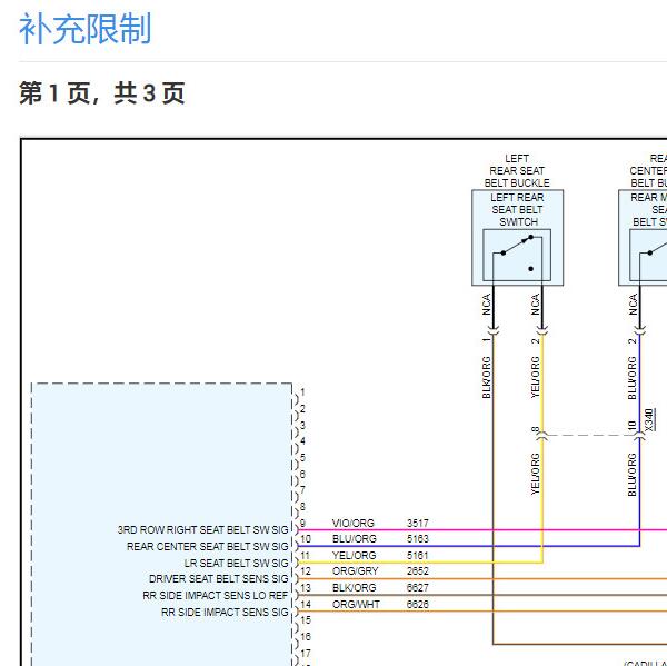 2024年凯迪拉克凯雷德安全气囊电路图