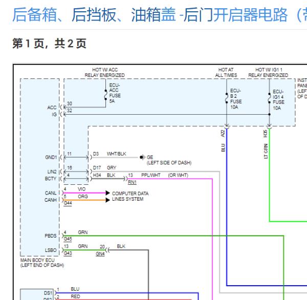 2025年丰田荣放尾门锁电路图