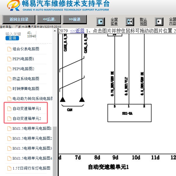 2015年华晨汽车中华V3变速箱电路图