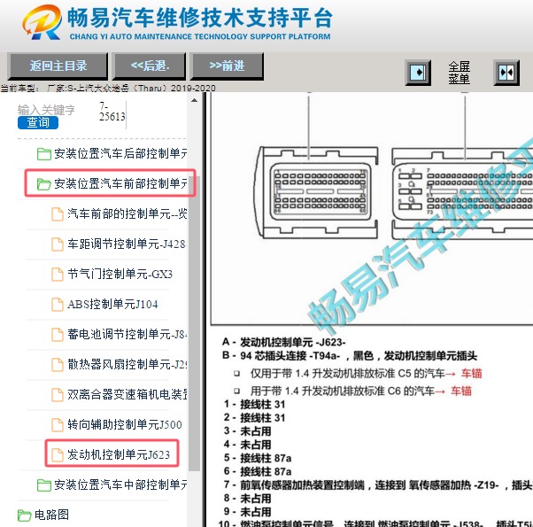 2019年大众途岳 CSS发动机针脚资料
