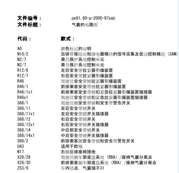 2007年奔驰S350安全气囊电路图