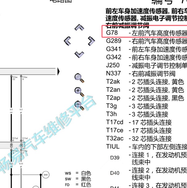 2021-2022年大众揽境左前汽车高度传感器电路图.