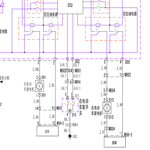 2009-2011年江淮瑞风车窗升降开关电路图
