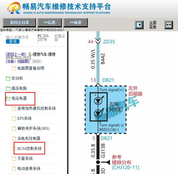 2020-2021年理想ONE转向灯电路图