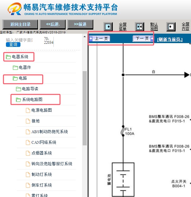 2018-2019年福田奥铃EV全车电路图资料
