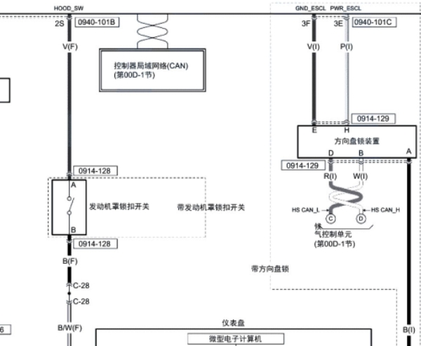 2020年马自达3昂克赛拉转向柱锁电路图