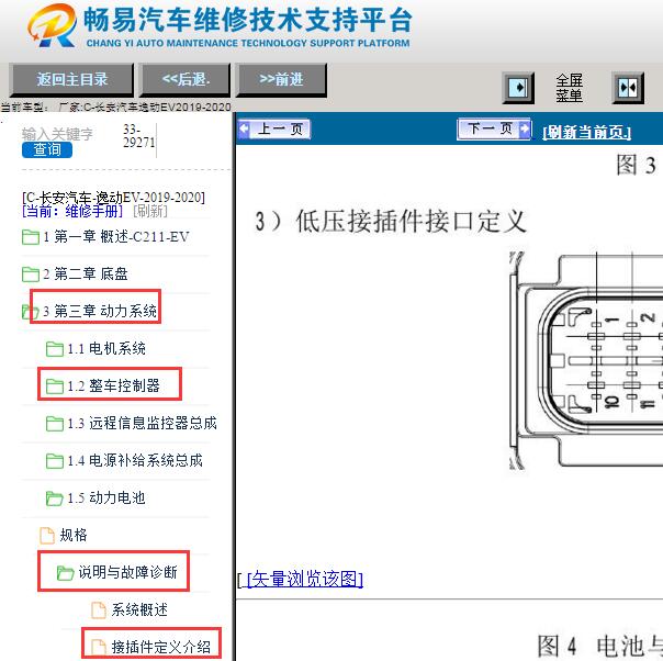 2019-2020年长安逸动EV电池低压接口针脚定义