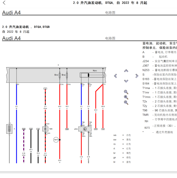 2024年奥迪A4发动机电路图