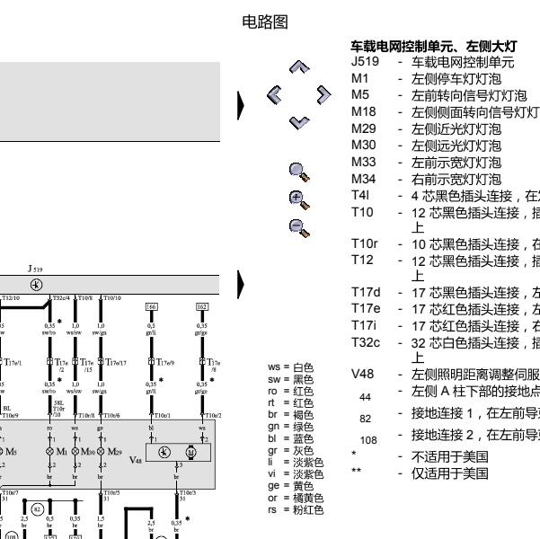 2008年奥迪A6L大灯电路图