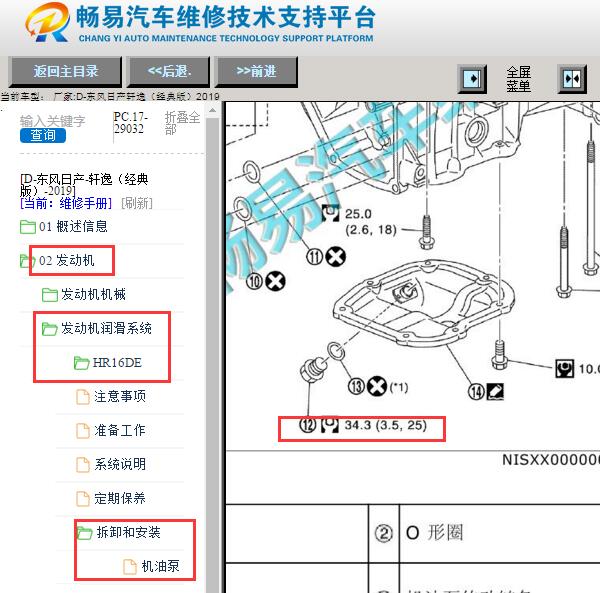 2019年日产轩逸机油放油塞扭矩