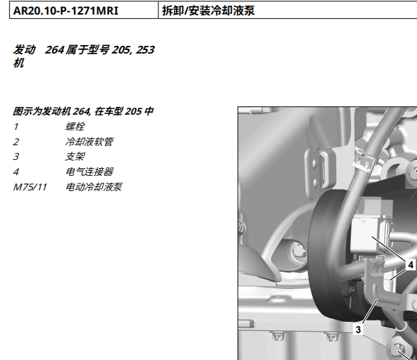 2021年奔驰C 260 Coupe 冷却系统维修手册和位置