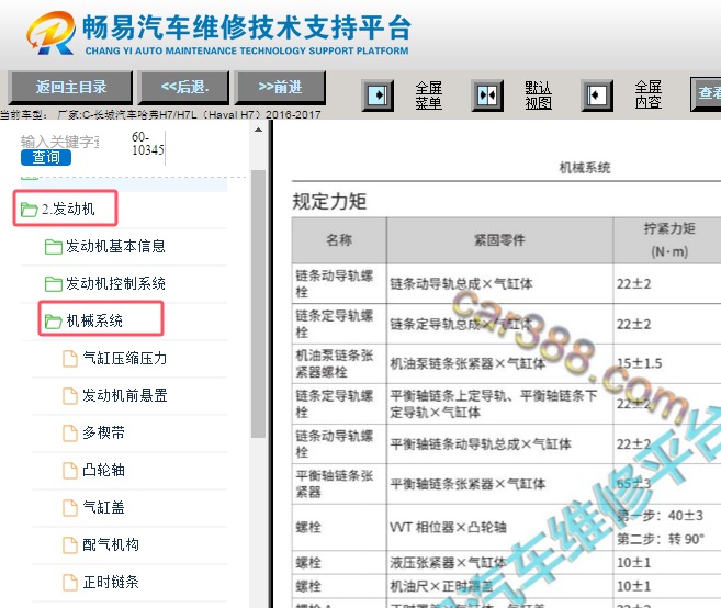 2016-2017年长城哈弗H7发动机扭矩资料