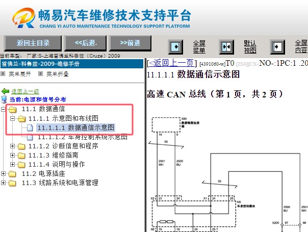 2009年雪佛兰科鲁兹全车网络通讯电路图
