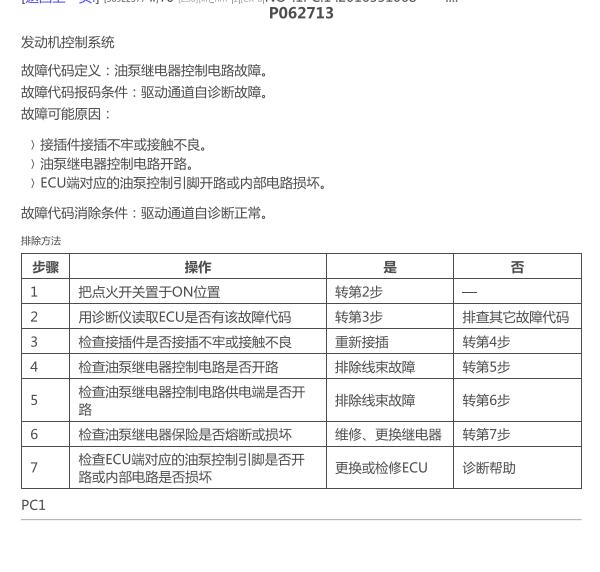 2010年长城C30 P0627故障码资料