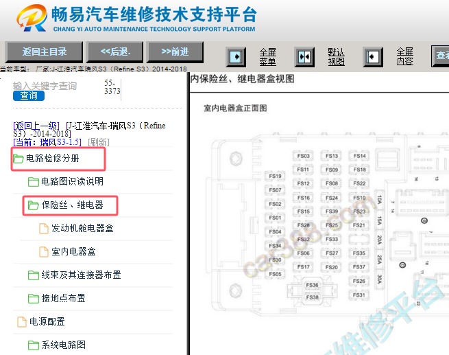 2014-2018年江淮瑞风S3保险丝盒资料