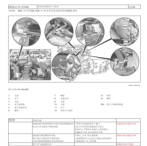 2015年奔驰威霆发动机进气歧管拆装资料