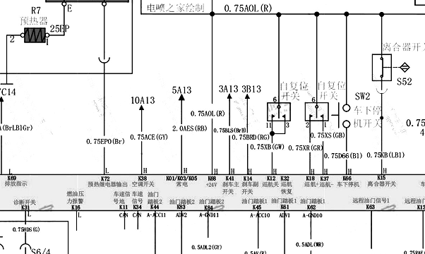 中国重汽王牌汽车发动机电路图资料